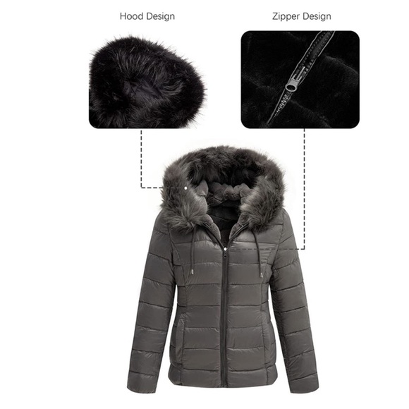 Double Sided Faux Fur Puffer Jacket Hooded-Fur - Picture 5 of 11